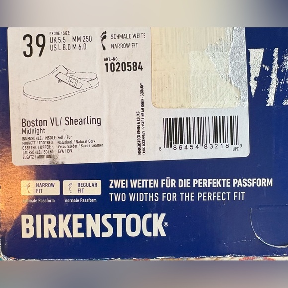 NEW w/Box Birkenstock Boston Midnight Navy Blue Shearling Clogs Women's 8 or 39 - Picture 3 of 12